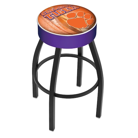 Holland Bar Stool Co 30" 4" Clemson Cushion Seat, Blk Wrinkle Base Swivel Bar Stool L8B130Clmson-D2